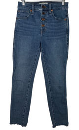 Madewell 10" High-Rise Skinny Jeans Button Fly Raw Hem Blue 25P Minimalist Photo 0