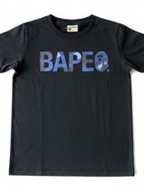 Authentic BAPE A Bathing Ape Womens Small Black Camo Logo Graphic Tee Shirt Photo 0