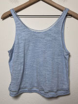 Alo Yoga Women‎ Spirit Tank Top Medium Blue Slub Knit Cropped Yoga Gym Shirt Photo 0