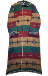 Vtg Woolrich Aztec‎ Duster Coat Reversible Southwestern Blanket Long Cardigan M Photo 0