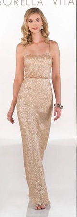 Sorella Vita Dress‎ Gold Sequin Maxi Spaghetti Strap Bridesmaid Party Dress size Photo 0