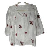 Sapphire‎ Size-PL Boho Floral Embroidered Lace Peasant Blouse White Photo 0