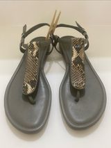 COLE HAAN Molly Flat Thong ll gray leather with snake skin pattern size 10 Photo 0