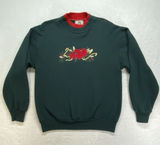 Top Stitch by Morning‎ Sun Sweatshirt Womens M Green Pullover Christmas Cardinal Photo 0