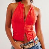Free People Vibrant Red Crop Top Photo 0