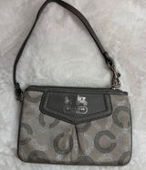 COACH Gray Silver Signature Canvas Wristlet Photo 0