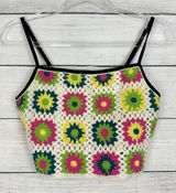 Vintage Crochet‎ Floral Crop Top Sz Small Bralette Boho Hippie Festival Coquette Photo 0