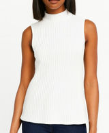 Liverpool Los Angeles Cream Sleeve Ribbed Knit High Neck Tank LARGE Photo 0