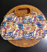 Relic Paisley Canvas Satchel Handbag Multi-Color‎ Wooden Handle Boho Bag Photo 0