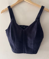 Aerie Offline Navy Blue Corduroy Velvet Corset Tank Top Photo 0