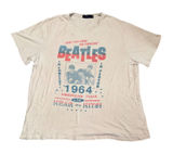Junk Food The Beatles Graphic Tee Women Tan Good 1964 American Tour Distressed Photo 0
