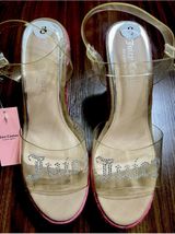 Juicy Couture Pink Espadrille Platform Sandals with Clear Straps Photo 0