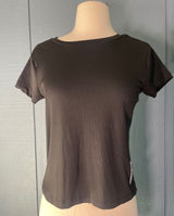 New Balance Women's Black Ribbed Cutout Back Athletic T Shirt Top Size L Photo 0