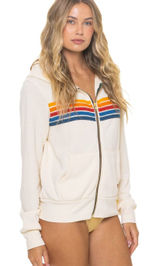 Aviator Nation 5 Stripe Hoodie - Vintage White Photo 0