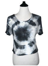 Brandy Melville Tie‎ Dye Crop Top Ribbed Blue Short Sleeve Women Size One Size Photo 0