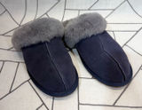 UGG Scuffette II Slippers Size 9 Navy Blue Grey Sheepskin Suede Mules 1106872 Photo 0