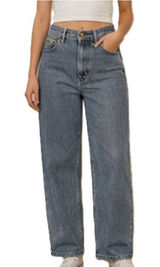 American Eagle Jeans Womens Size 10 Baggy Straight High Rise Pinstripe 32x28 Photo 0