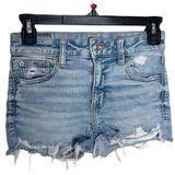 American Eagle light wash distressed High-rise Jean Shorties denim shorts size 0 Photo 0
