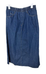 Venice Blues Vintage Denim Midi Skirt Medium Wash Elastic Waist Made‎ in USA 14 Photo 0