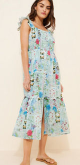 Anthropologie The Peregrine Square-Neck Midi Dress Butterfly Print Size M NWT Photo 0