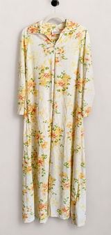 Vintage 70s JCPenney Yellow Floral Maxi Robe Housecoat Small Photo 0