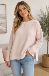 CALIA by Carrie Underwood textured crewneck blush pink lounge cozy sweatshirt S Photo 0