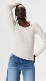Quince NWOT Organic Cotton Ribbed Long Sleeve Crew Neck Top Oatmeal Beige Small Photo 0