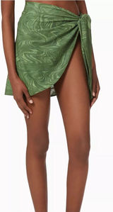 GOOD AMERICAN SET: Sarong & Tiny Ties Bikini Bottom • Pesto Swirl • Size Large 3 Photo 0