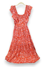 FREE‎ PEOPLE Women's Floral Bonita Printed Flutter Midi Dress Pop Combo Sz-S Photo 0
