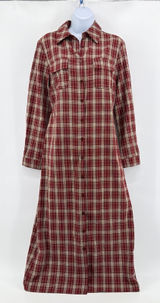 Commense Plaid Maxi Shirt Dress NWOT Size M Red Tartan Long Sleeve Button Up Photo 0