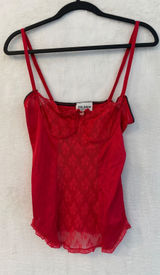 Bliss New York Red Lace Camisole Top Underwire Sweetheart Neckline Vintage Style Photo 0