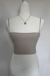 Babaton Aritzia Sculpt Knit Cropped‎ Camisole Beige Ribbed Tank Top XS 85158 Photo 0