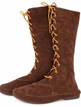 Vintage TAOS 9 Brown Suede Knee High Lace Up Moccasin Boots Boho Western Photo 0