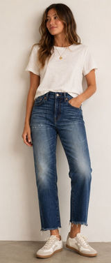 Madewell Blue The Perfect Vintage Jeans Womens 26 Raw Hem High Rise Denim Casual Photo 0