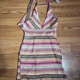 Kendall + Kylie Striped Multicolor Halter Dress. Size XS Photo 0