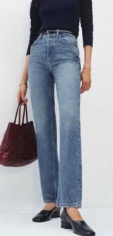 The Reformation Cynthia High Rise Straight Jeans in the Bruce wash Sz 23 Photo 0