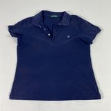 Lauren Ralph Lauren Shirt Womens Medium Blue Polo Collared Short Sleeve RL Logo Photo 0