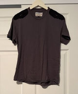 SANDRINE ROSE Women's Gray The Vintage Crew‎ Tee Shirt Embroidered Festival Photo 0