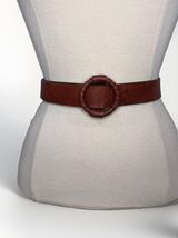 Womens Leather Boho Minimalist Brown Buckle Belt Photo 0