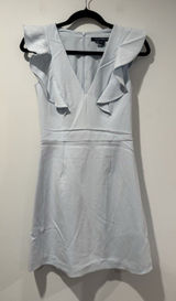 NEW French Connection Dress Womens 2 Light Blue Ruffle Going Out Party Minimal Photo 0