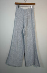 Aerie Gray Waffle Knit Wide Leg Lounge Pants Drawstring Size Small Photo 0