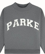 Parke Cozies Stormy Grey Varsity Mockneck Sweatshirt S/M Fleece Photo 0