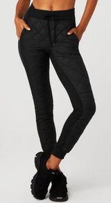 Alo Winter Warm High-Waist Moto Puffer Pant Black Brushed Hi-Rise Quilted Jogger Photo 0