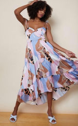 Anthropologie Hutch Arielle Maxi Dress in Peri Floral Geo Pastel Womens Size‎ 6 Photo 0