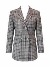 Select Plaid Blazer Women's Size UK 10 / EUR 38 Y2K Black White Peach Jacket Photo 0