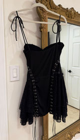 Lace dress tie up unique dress black Photo 0