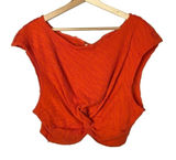 Free People Bright Orange Twist Front Cropped Short Sleeve L Photo 0