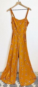 Faithfull The BranD Anthropologie Wide Leg Jumpsuit Floral Orange Size L Photo 0