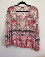 Crosby Paisley Blouse Long Sleeve V-Neck‎ Lightweight Top XL Photo 0