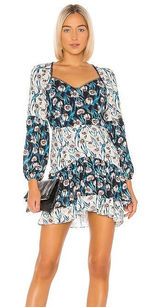 ELLIATT Emilia Long Sleeve Floral Sweetheart Neckline Mini‎ Dress Size Small Photo 0